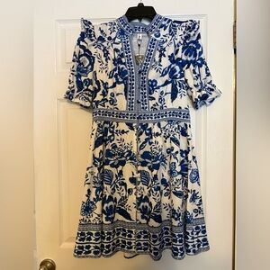Floral Blue and White Dress